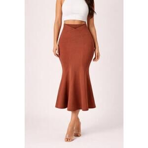 NWT Halara Rust Mermaid Body Con Midi Skirt Size Small
